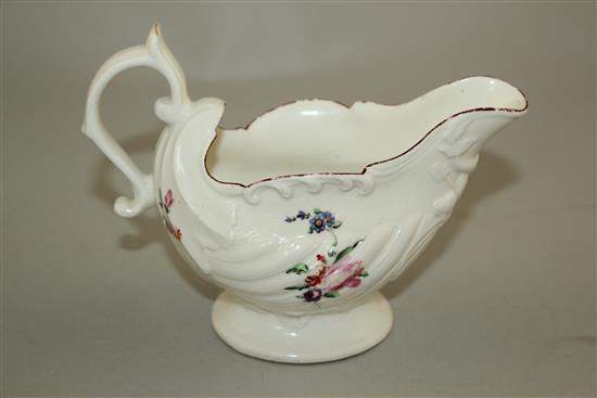 A Derby shell moulded sauceboat, c.1768, 12cm